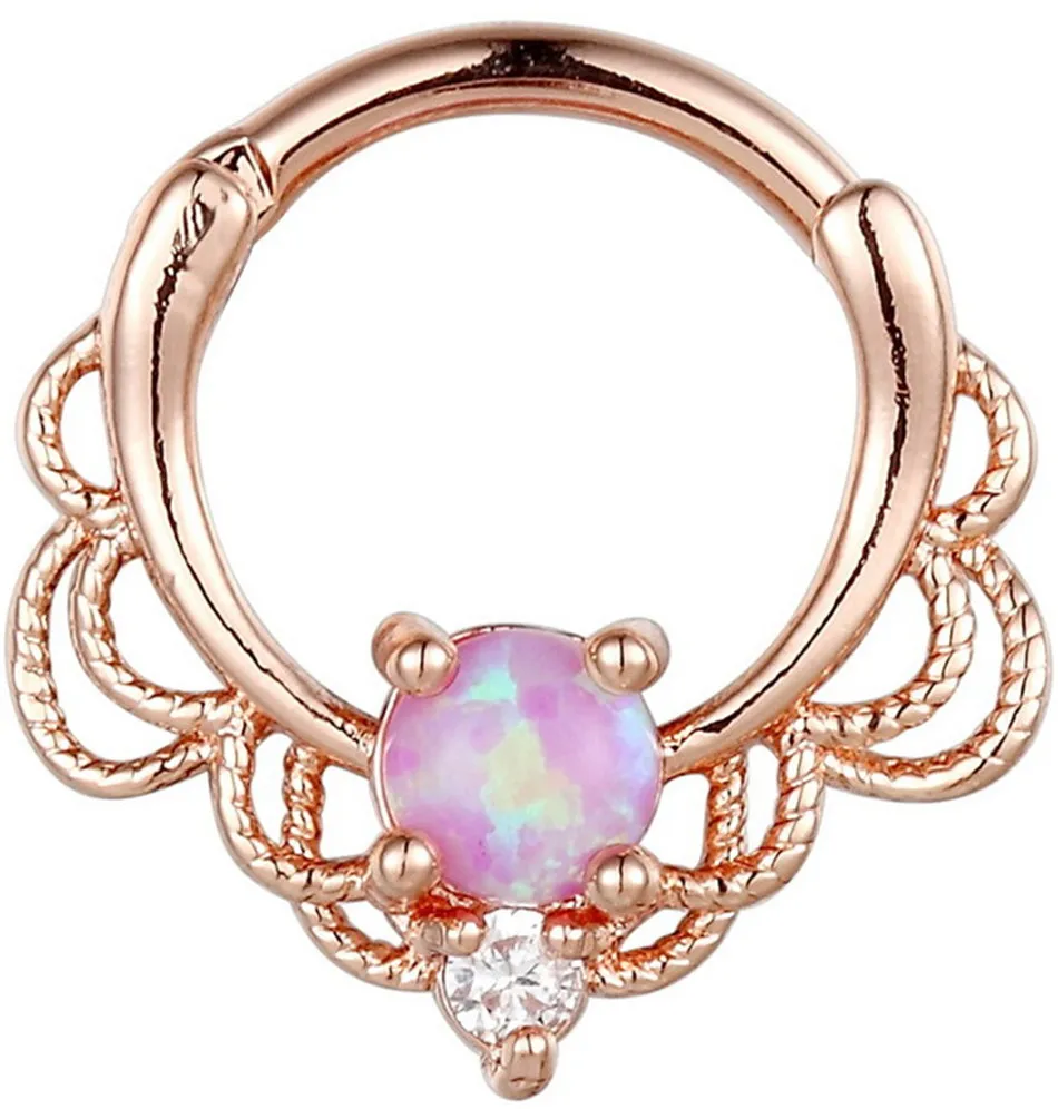 Septum Clip G23titan Опал Камень перегородка клипса пирсинг носа кольца очаровательный Опал Кристалл сосков уха пирсинг серьги Модные Украшения для тела - Окраска металла: Septum Clip