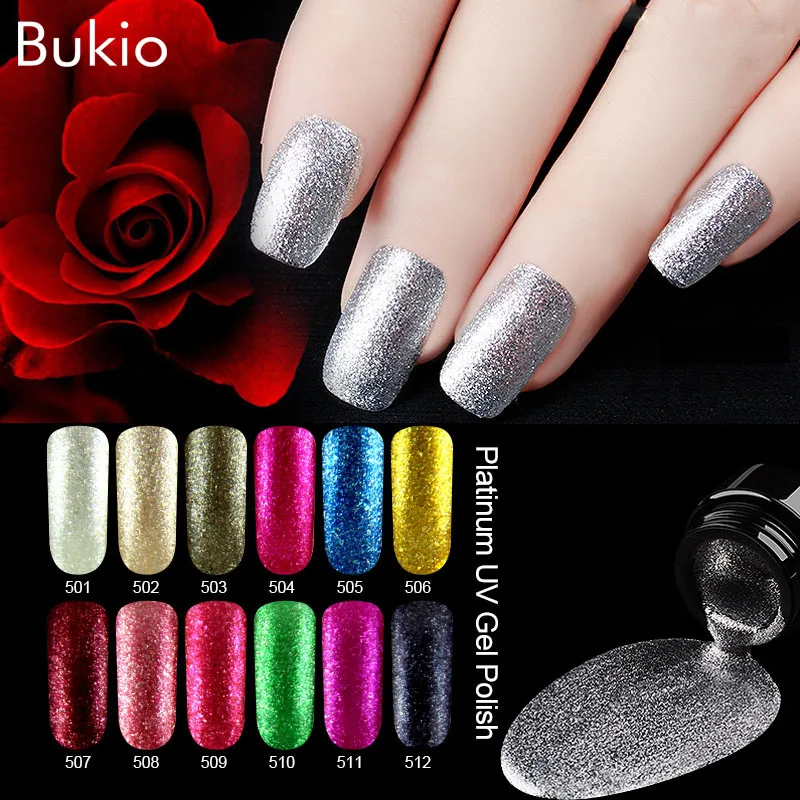 Bukio Platinum все для маникюра и дизайна ногтей гель лак блестки Платиновый 8 мл