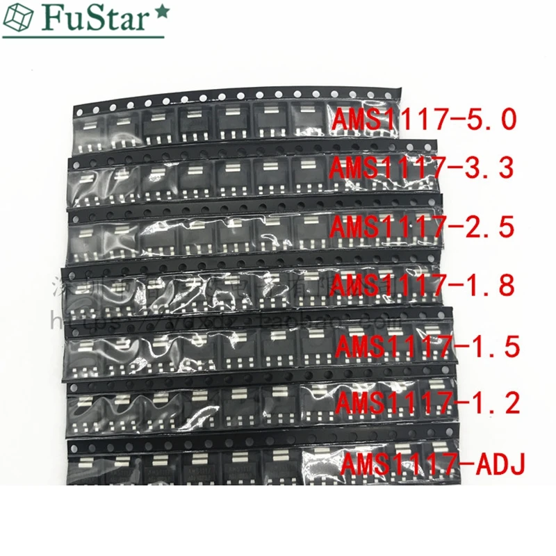 70 шт комплект Напряжение регулятор Комплект AMS1117 1,2 V/1,5 V/1,8 V/2,5 V/3,3 V/5,0 V/ADJ lm1117 AMS1117-1.2 AMS1117-1.8 AMS1117-2.5 AMS1117-3.3