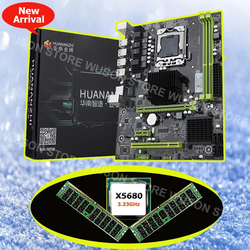 Kaufen HUANANZHI X58 Pro LGA 1366 Motherboard CPU RAM Combo Prozessor Intel Xeon X5680 3,33 GHz 2*8G 16G Speicher REG ECC Bauen Computer