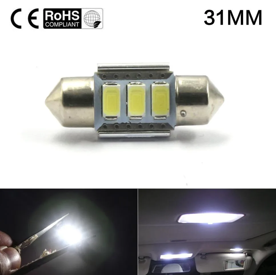 10 шт./лот Ярко-белый 31 мм 3SMD 5730 C5W купольная лампа для номерного знака фестона