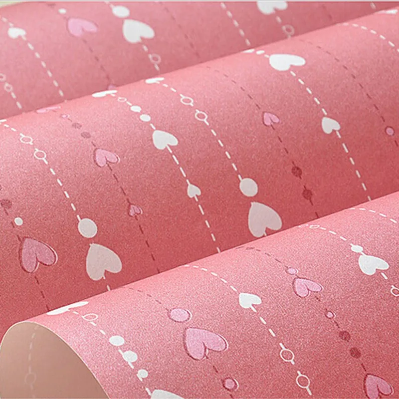 Нетканые Розовые Обои с принтом любви рулон полосатый дизайн настенная бумага