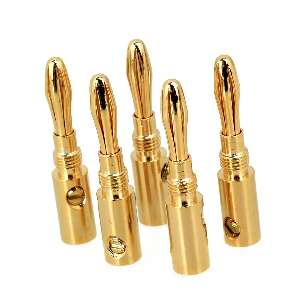 Золотой 4 мм медный музыкальный аудио динамик кабель провод разъем позолоченный