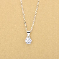 silver color single zircon pendant necklaces for women jewelry gifts 2018