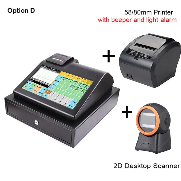 Option D IssyzonePOS бесплатное программное обеспечение все в одном POS машина кассовый аппарат сенсорный экран с денежным ящиком термопринтер сканер штрих-кода - Цвет: Option D