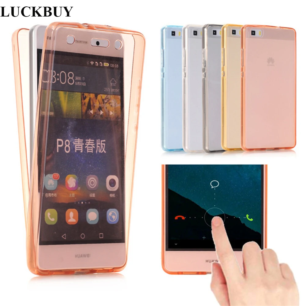 Мягкий чехол LUCKBUY для Huawei P8 Lite 2017 P9 Mini P10 Plus Honor 8 Mate 10 lite прозрачный 2 в 1 360 из ТПУ |