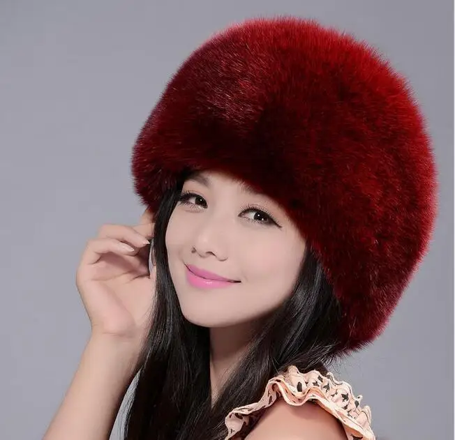 Высококачественная цельная шапка из натурального Лисьего меха натуральная кожа