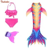summer girls swimming mermaid tail children swimsuit fantasy beach bikini with monofin flipper kids fancy cosplay costumes