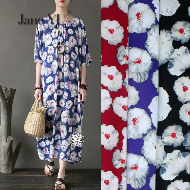 3 цвета Ретро Лен ткань из хлопка и льна с принтом Qipao для платья одежды ткани