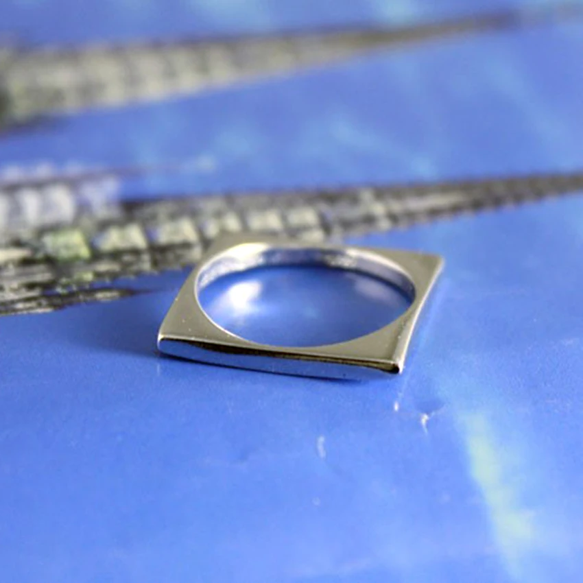 Kinitial 1 Шт. joyas de plata 925 Геометрические Квадратной Формы Кольца Ювелирные Изделия