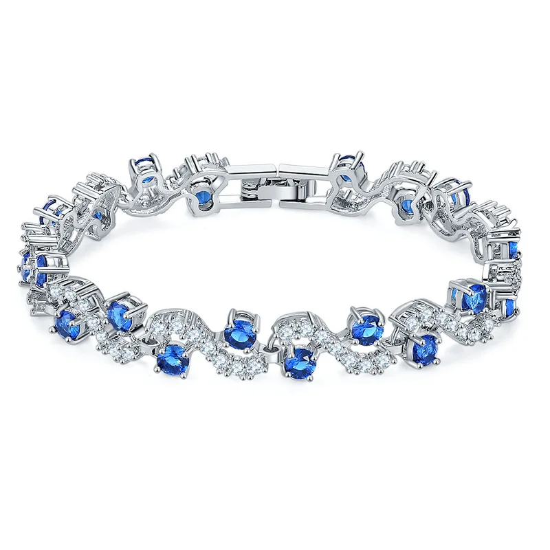 

FYM Fashion Blue and White Color Wrist Bracelet Austria Crystal Bracelets & Bangles Women Accessories Cuff Bracelet For Party