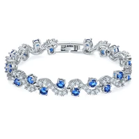 fym fashion blue and white color wrist bracelet austria crystal bracelets bangles women accessories cuff bracelet for party