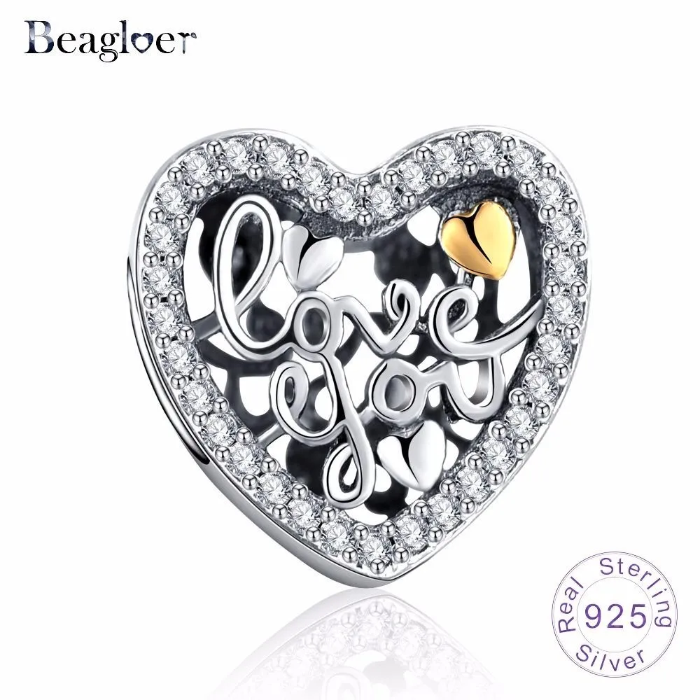 Beagloer 925 пробы Серебряный Сердце Любовь Шарм Подвеска красочные шарики подходят