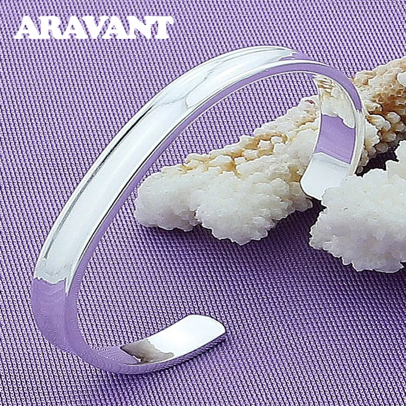 

925 Jewelry Open Cuff Bangle For Men Fashion Party Bangle Silver Plated Jewelry