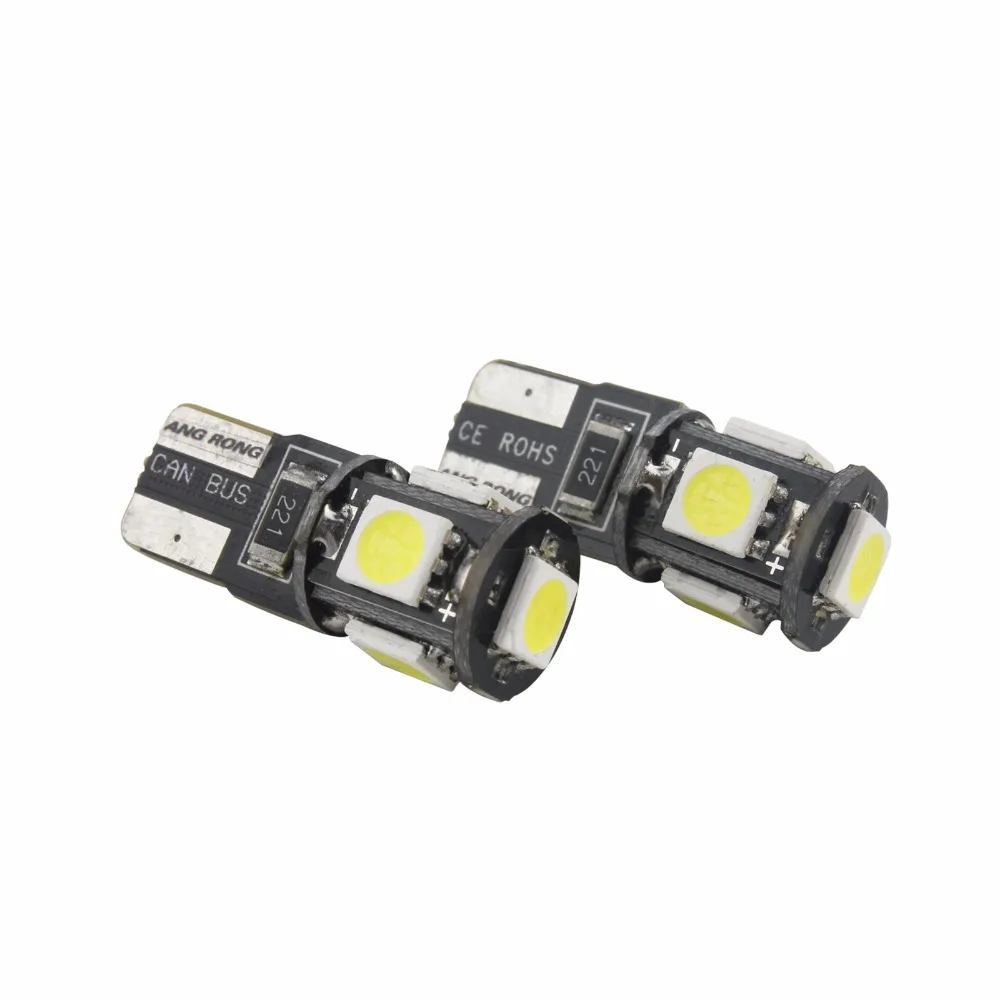 ANGRONG 10 шт./лот Canbus Автомобильная 5 SMD 5050 Светодиодная лампа T10 W5W 194 внутренняя без
