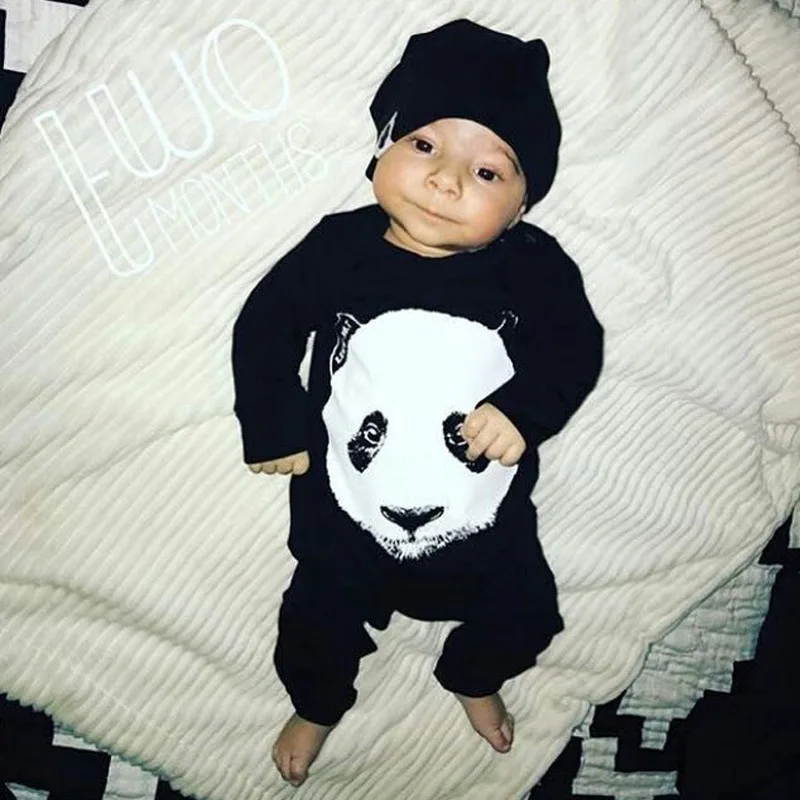2020 модные детские комбинезоны мультяшная панда черная одежда для маленьких