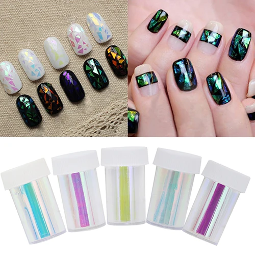 5x Clear Aurora Nail Art Glitter Foils Transfer Sticker Paper Manicure Tool | Красота и здоровье
