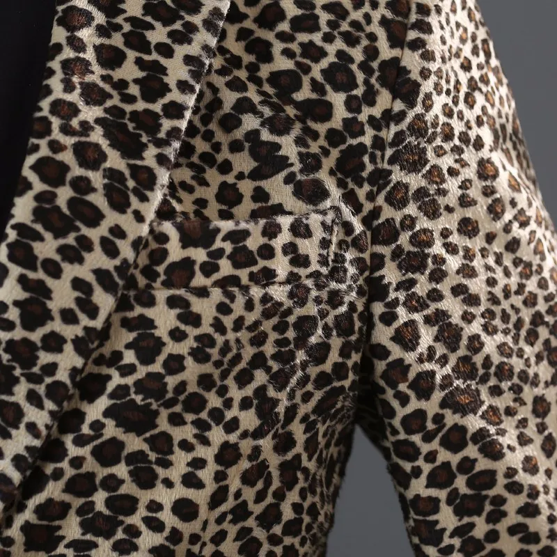 Pyjtrl Для мужчин прилив печати леопарда DJ этап певица ночной клуб Свадебный костюм