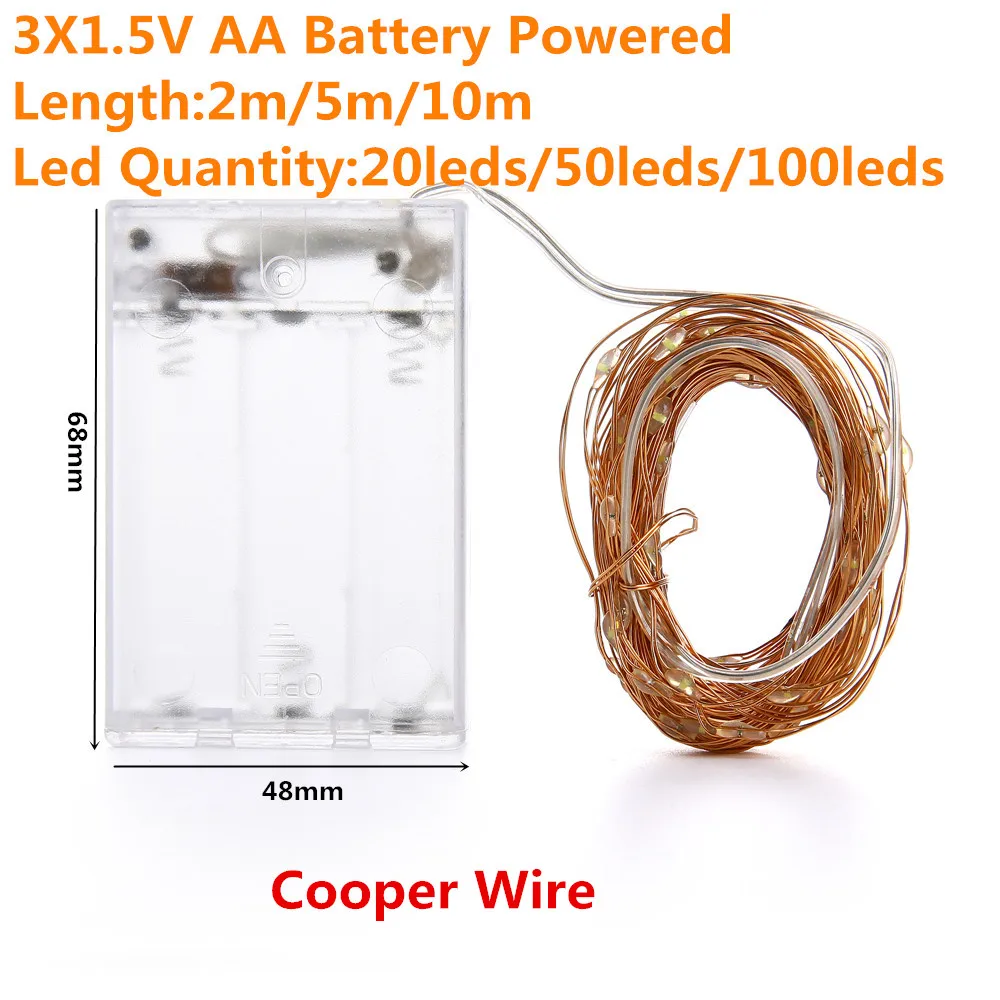 СВЕТОДИОДНАЯ Гирлянда CooperWire 2M5M10M, гирлянда на батарейках для вечеринки, Рождества, свадьбы, праздника, уличного внутреннего украшения