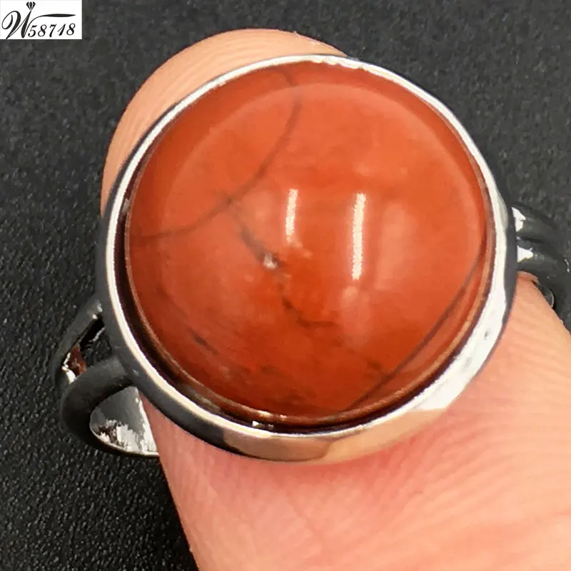 Flame Jaspe MC7217 Abalone ракушка тигровый глаз лазурит авантюрин содалит золотой камень кристалл Howlite Коралл круглое кольцо 7~ 1"(США) регулируемый WB663 - Цвет основного камня: Flame Jaspe MC7217