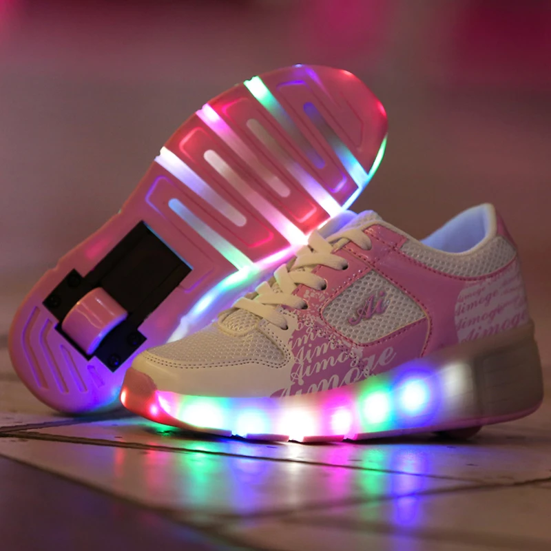 Дизайн, повседневные кроссовки Heelys с колесом для мальчиков, весенняя обувь на роликах для девочек, Zapatillas Zapatos Con Ruedas, черный цвет