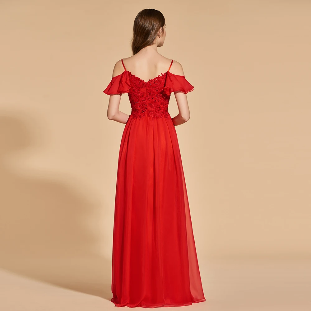 Платье красное длинное вечернее с v образным вырезом и аппликацией|gown prom|prom dress