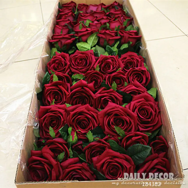 

High simulation real touch 5 heads artificial rose flowers wedding decorative Moisturizing long stem hand felt roses wholesale