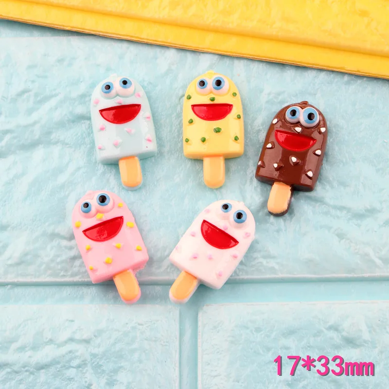10 шт 17*33 мм DIY Смола Мороженое леденец эскимо подвески кабошон орнамент ремесло