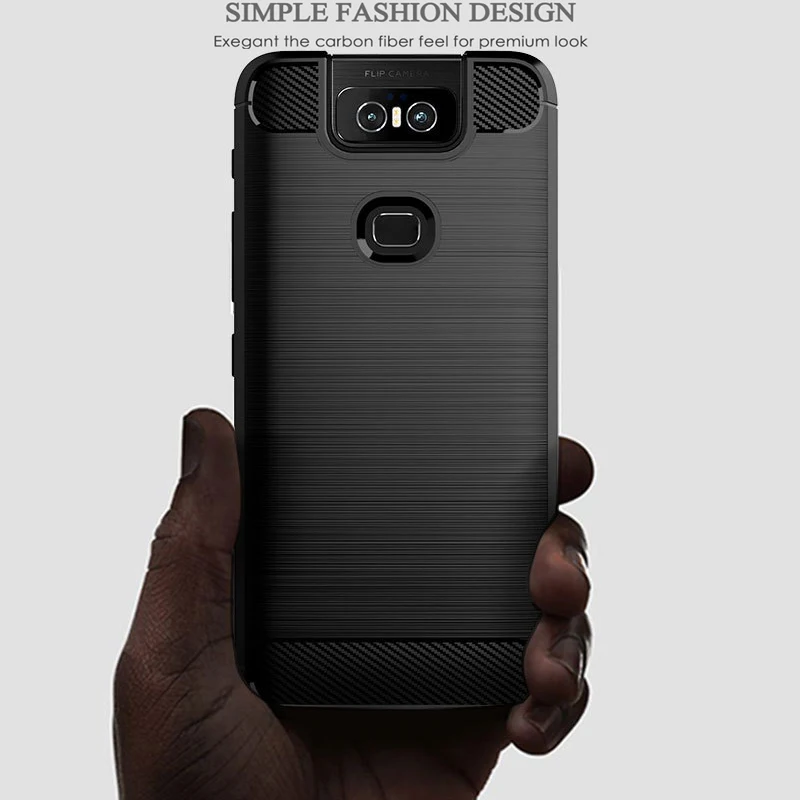 Esobest ZS630KL Shockproof Soft TPU cover for ASUS ZenFone 6 Carbon fiber Brushed texture Silicone case | Мобильные телефоны и