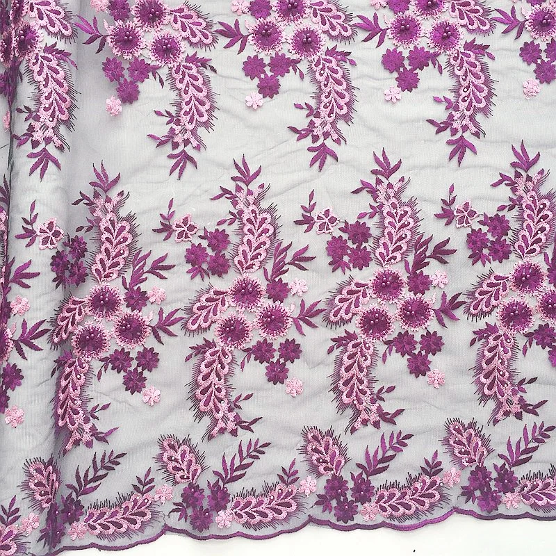 Бисерные новейшие Африканские кружева 2018 высококачественные розовые пурпурные