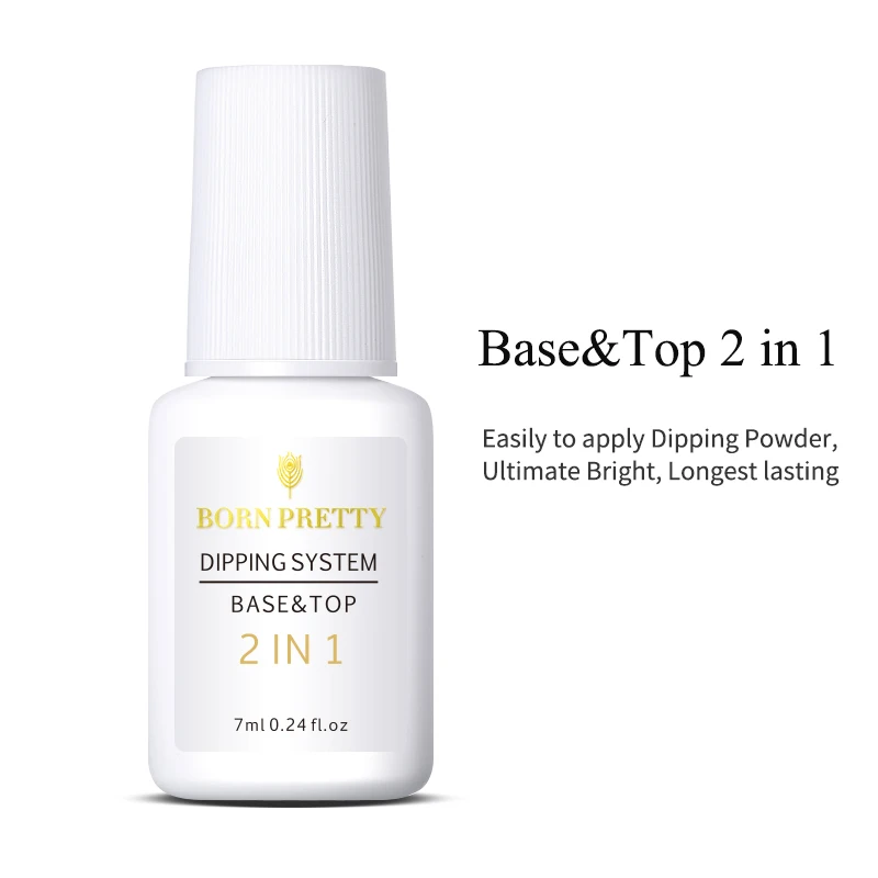 Base Top BORN PRETTY окунутые порошки для ногтей градиентный французский лак Натуральный Цвет голографический блеск без лампы для лечения ногтей украшения - Цвет: Base Top