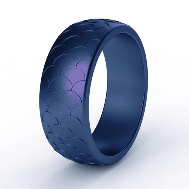 blue Рыбья чешуя, спортивное Силиконовое кольцо для мужчин, резиновые обручальные кольца, гипоаллергенные антибактериальные мягкие силиконовые кольца на палец, Размер 7-14 - Цвет основного камня: blue