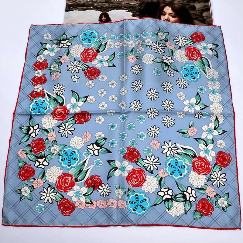 Маленький квадратный шелковый шарф с цветочным принтом женская Косынка 100%