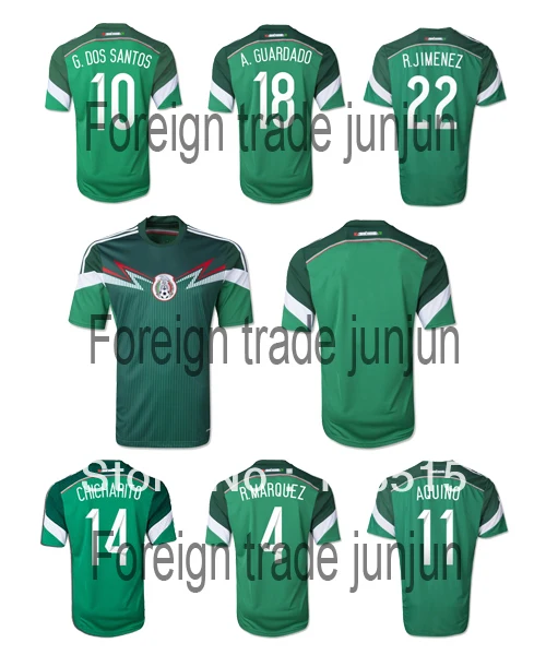 Mexico 2014 world cup home soccer jerseys football top thailand 3A+ quality uniform Custom name Free shipping | Мужская одежда