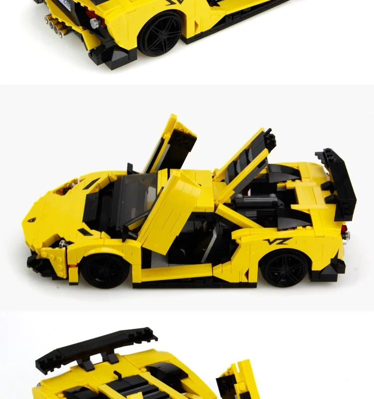 XingBao 03008 834 шт. желтый молниеносный гоночный автомобиль Lamborghini строительные блоки автомобиль игрушки Подарки Модель игрушки