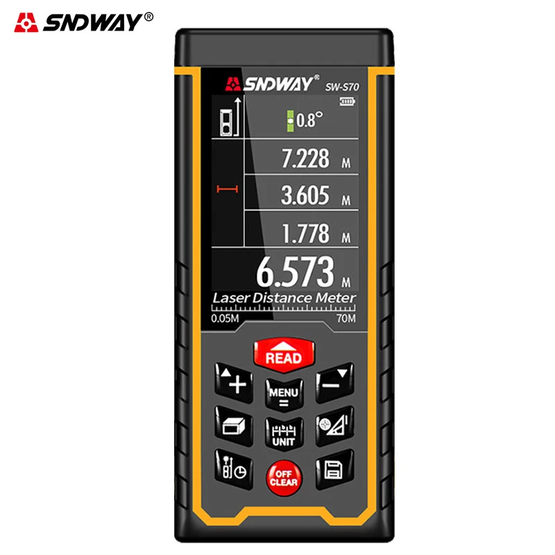SNDWAY SW-S50 70 100 м цветной экран перезаряжаемый лазерный дальномер Дальномер Лента дальномера Trena угол линейки Bulid инструмент