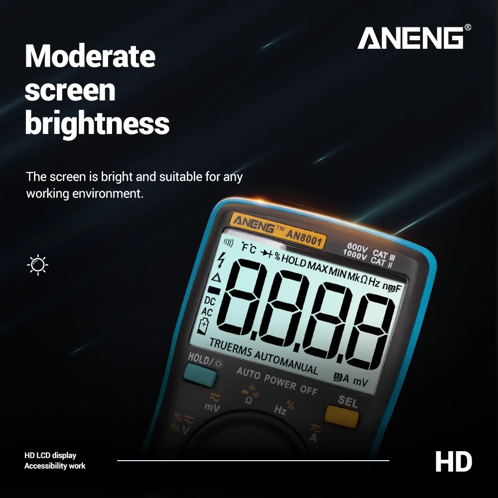 ANENG AN8001 True-RMS мультиметр цифровой multimeter транзистор тестер esr мультиметр digital multimeter провода для мультиметра указатель напряжения transistor capacitor tester dc dc мультитерка ZT102/RM102