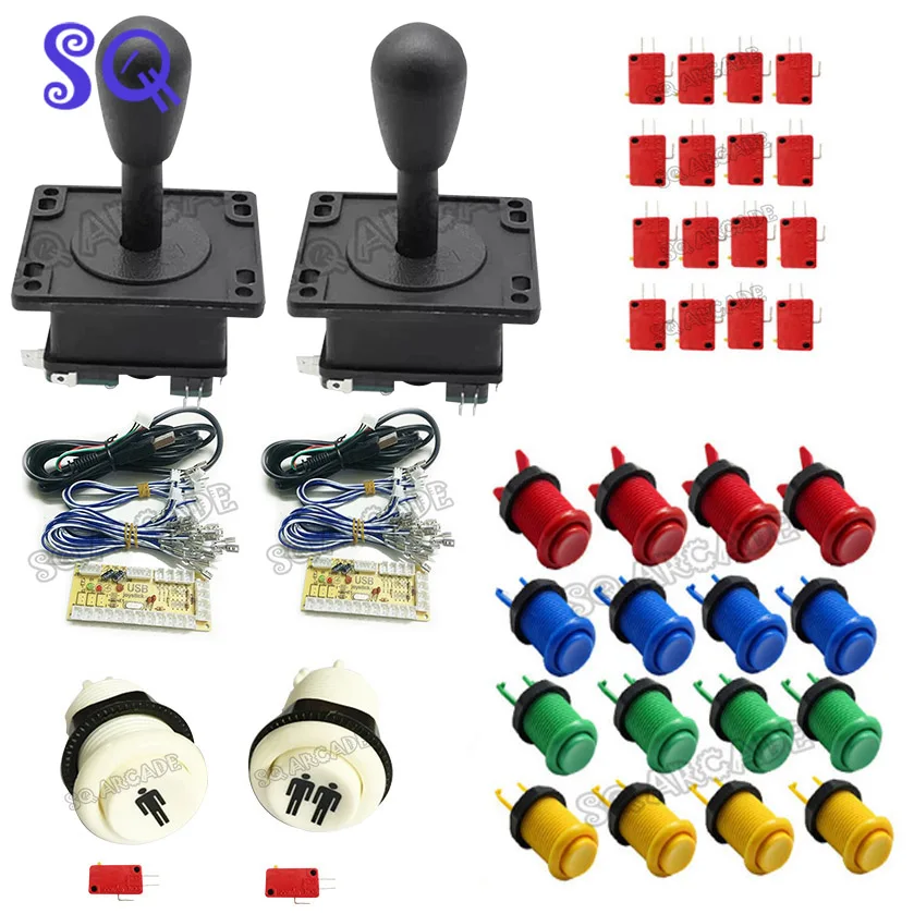 american joystick Аркадные части комплектов, включая аркадный джойстик, аркадная Кнопка для DIY contoller для аркадной игры, Mame, Raspberry PI - Цвет: american joystick