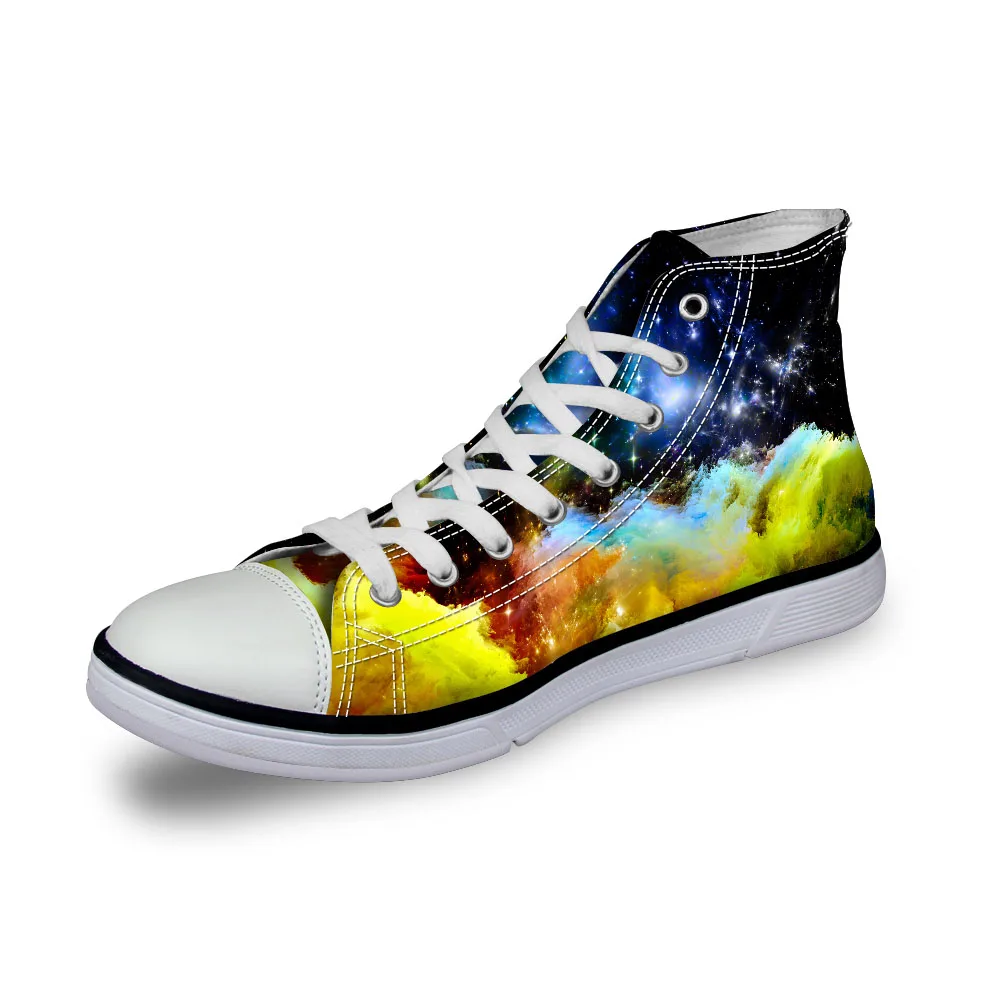 Noisydesigns High top canvas men sneakers vintage vulcanized flat shoes Ayakkab interstellar galaxy 3D starry sky print boys | Обувь