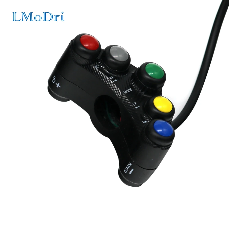 

LMoDri 7 Function Buttons Motorcycle Switch 7/8" 22mm Handlebar Switches Headlight Hazard Brake Fog Lights ON-OFF ATV Scooter