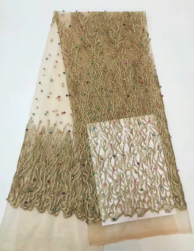(5yards/lot) AP04 latest pattern French tulle lace fabric with beads decoration for wedding dress free shipping | Дом и сад