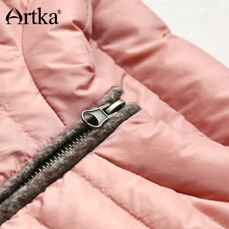 Artka 2015 женская ретро новая коллекция зимней одежды стоячем воротником с длинными