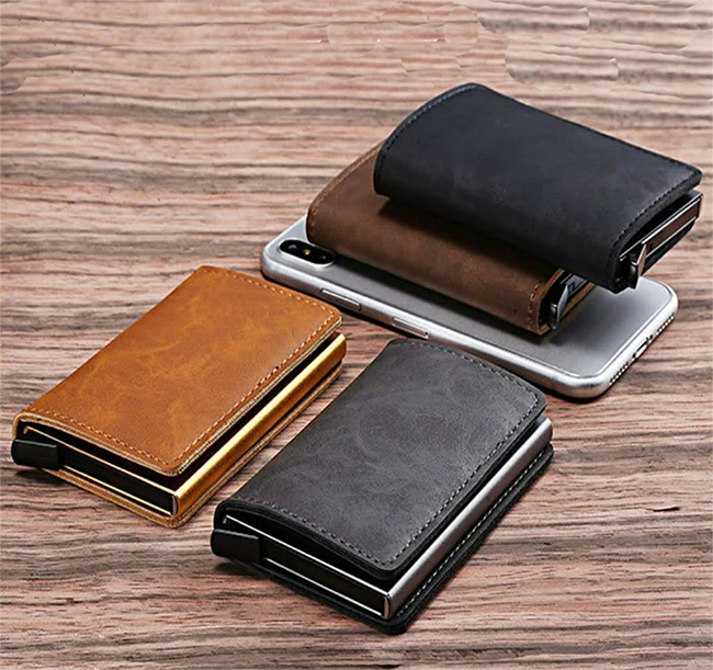 Тонкий кожаный мини-кошелек с Rfid-защитой и отделением для карт | Багаж сумки