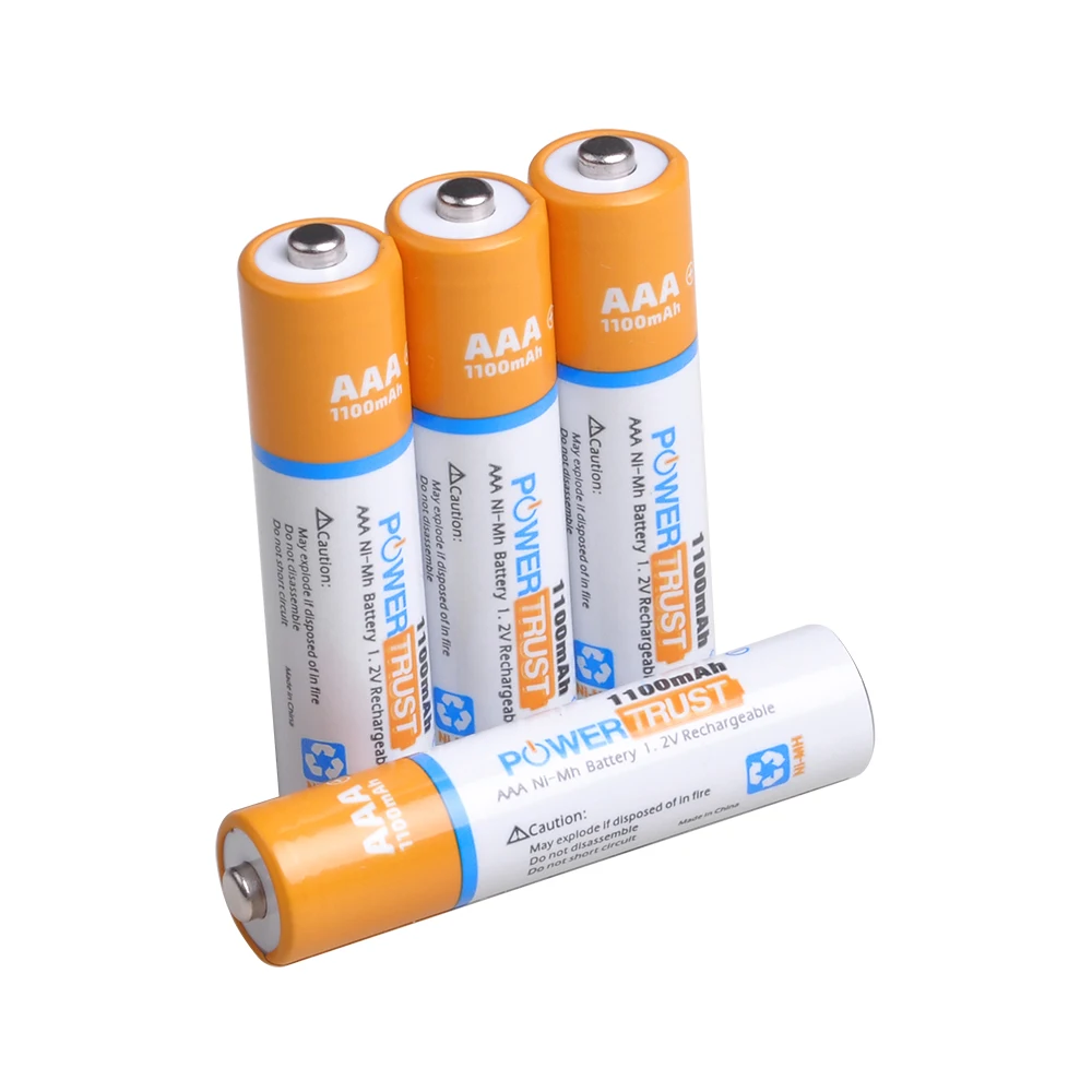 

Powertrust 4 шт. 1100 мАч AAA Ni-MH аккумуляторные батареи для камеры, калькулятора, MP3-плеера, дистанционного управления и т. Д.