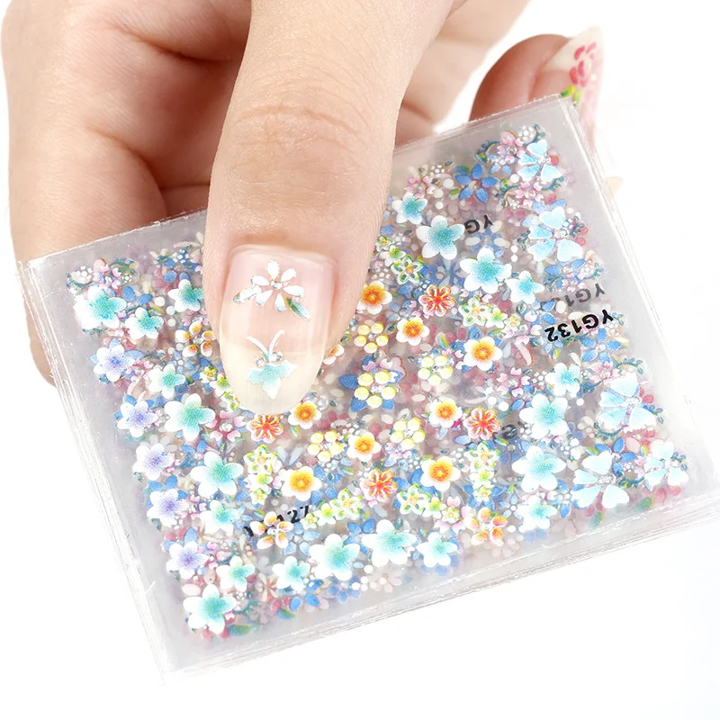наклейки на ногти для ногтей 24 конструкции/много красоты цветы 3D Nail Art украшения