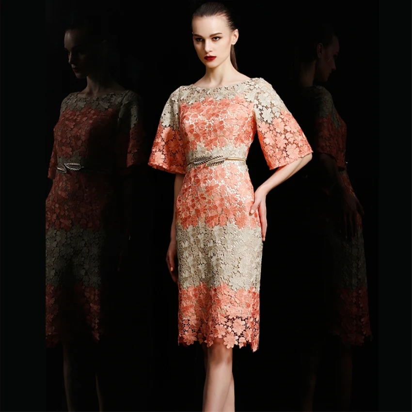 Вышивка Кружево 2018 Для женщин Элегантные Короткие платье Вечерние выпускных