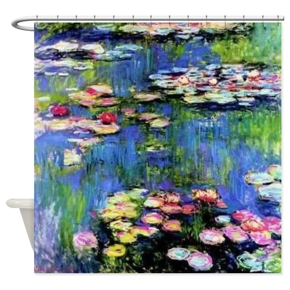 MONET акварельные декоративные тканевые душевая занавеска в комплекте Придверные