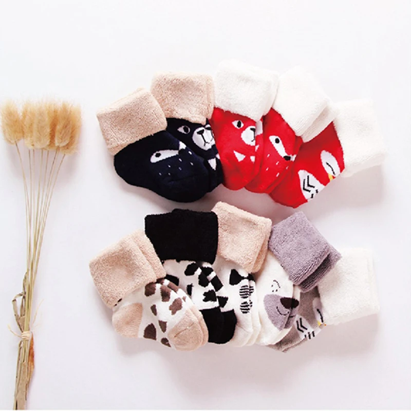 Теплые носки для маленьких мальчиков и девочек толстые из 100% хлопка
