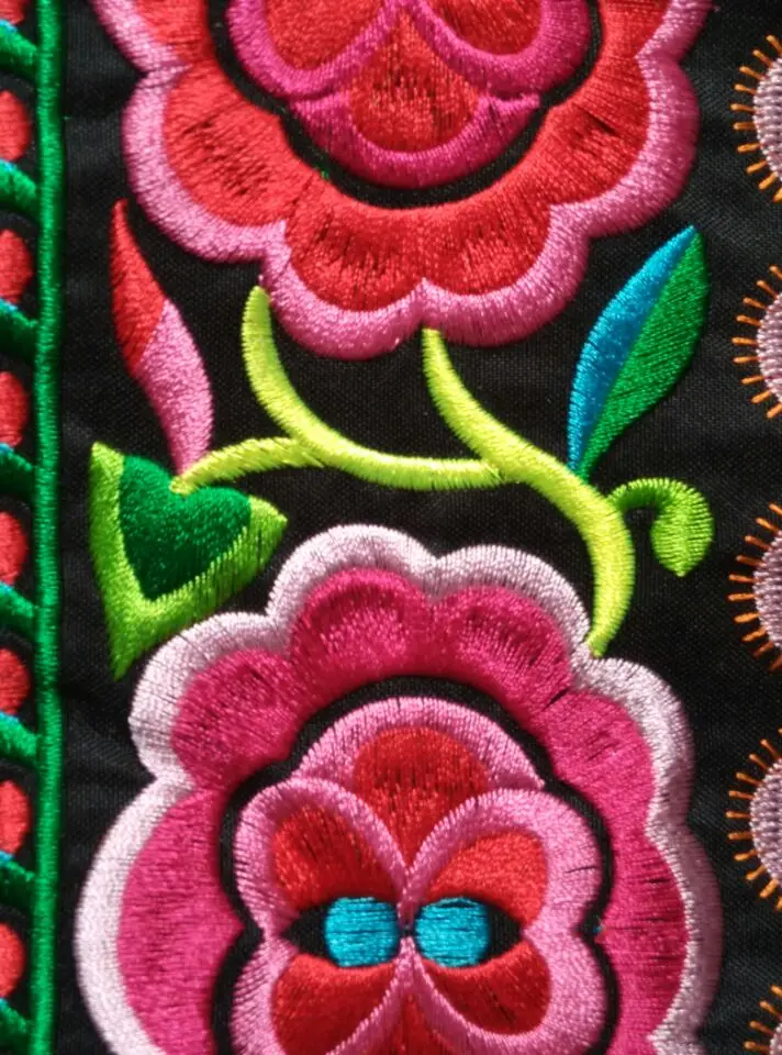 miao floral stitch fabric embroidery patch garment bag home textile applique trim ethnic nepal tribal india boho gypsy hmong DIY | Дом и сад