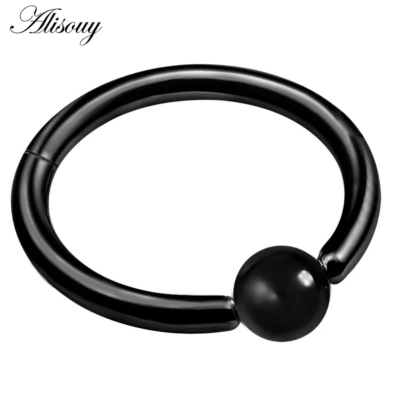 EM0894-3 Black 1 шт., 6 видов стилей, двухслойные стальные кликер, сегментные кольца для носа, шарнирное кольцо для пирсинга перегородки носа, для женщин и мужчин, ювелирные изделия для тела, Ombligo - Окраска металла: EM0894-3 Black